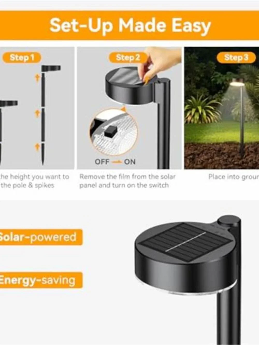 Solar Pathway Lights Outdoor Waterproof LED Garden Landscape Lights Warm White